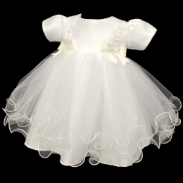 Baby Girls Ivory Double Bow Tulle Dress